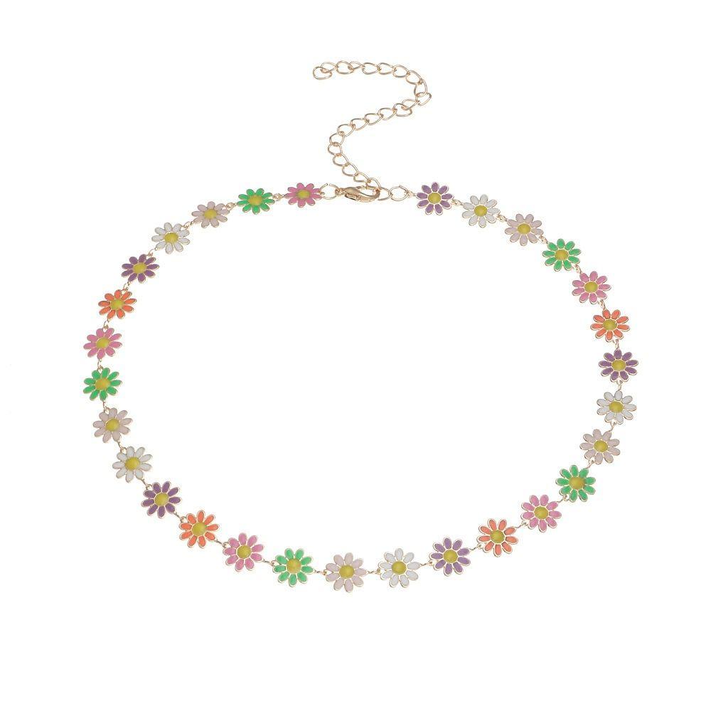 Fashion Sweet Daisy Pendant Lovely Party Clavicular Chain Colorful Girls Short Choker