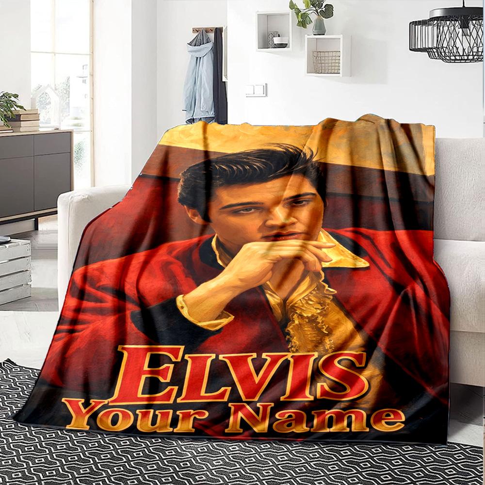 Elvis Presley Customize Your Name Blanket Gift Personalized Blanket Durable Comfort for Seaside Couch Livingroom Nap for All Occasions