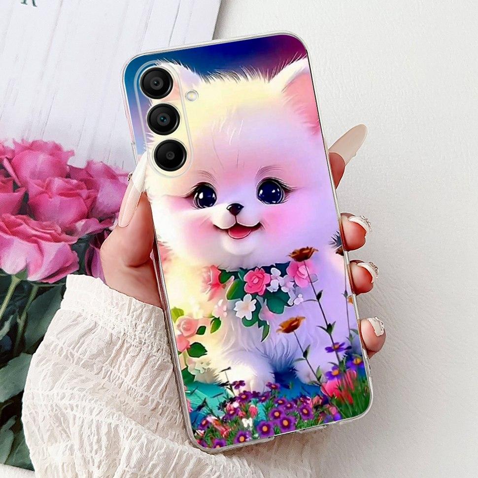 Phone Cases For Samsung Galaxy A15 Case Love Cat Soft TPU Back Cover For Samsung A15 GalaxyA15 Case Shockproof Funda