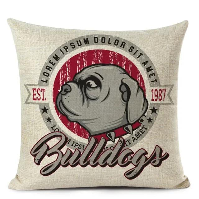 Dekoracyjna poszewka na poduszkę w stylu kreskówkowym z uroczym mopsikiem i buldogiem francuskim, drukowana poszewka na poduszkę do dekoracji domu, sofy
