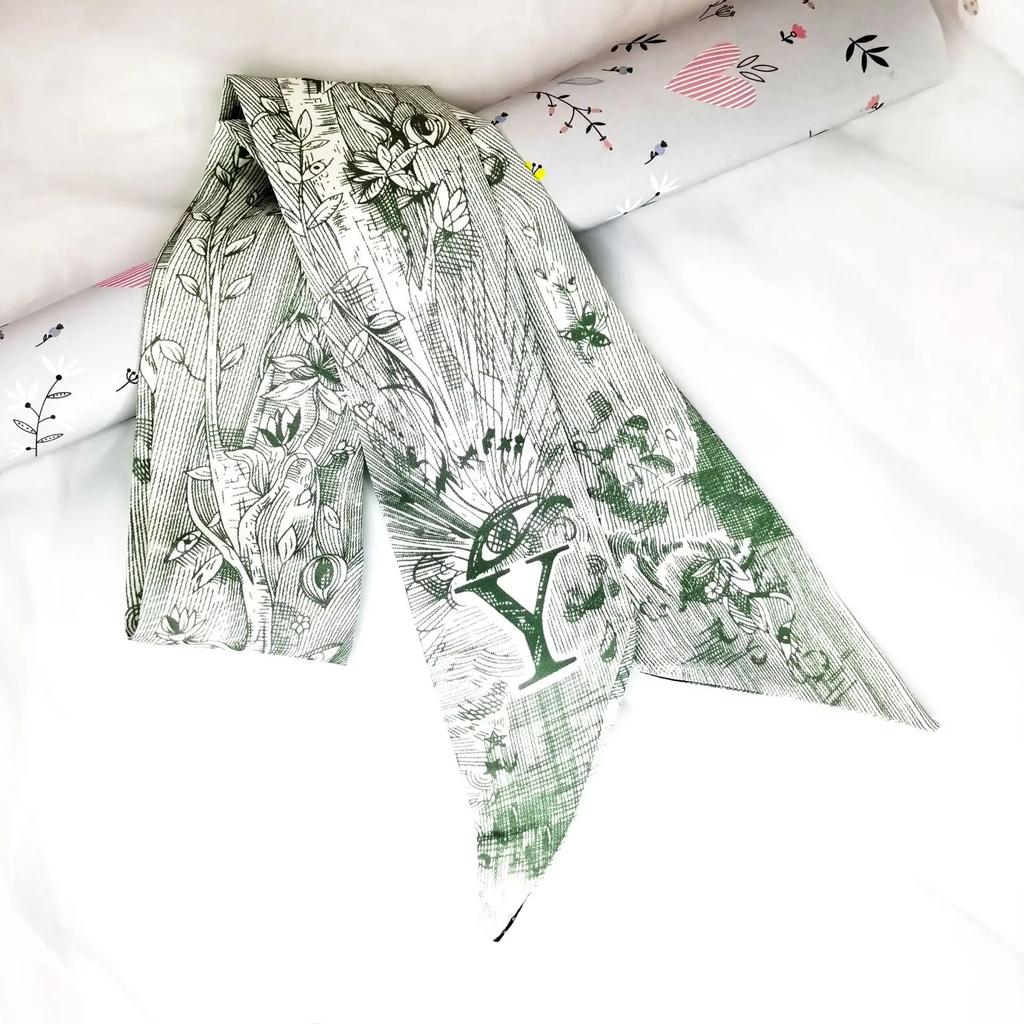 Fashion Skinny Scarf Women Luxury Letter Printing Tie Bag Handle Ribbon Hair Band Women's Headscarf New Lady Design Silk Scarves