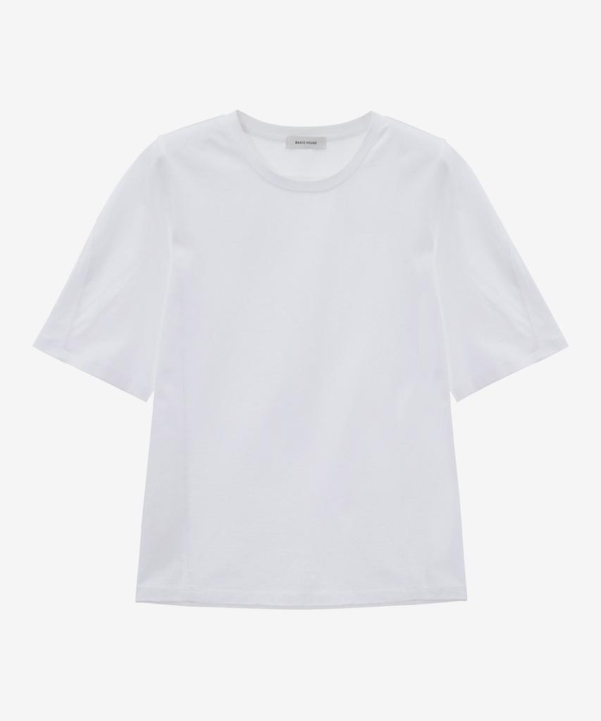 BASIC HOUSE Women'S Silket Sleeve Modulation Short Sleeve T-Shirt White Lzts3213