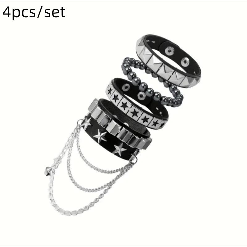 1 Set Punk Bracelets For Men Women Punk Gothic Spike Rivets Pu Leather Bracelet Bangles Hip Hop Party Jewelry Gift