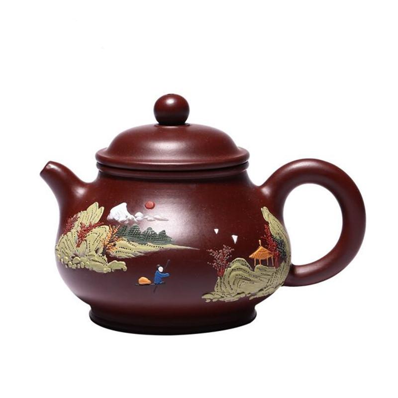 Yixing Boutique ceainic cu noroi pictat peisaj mov lut ceainic minereu brut fierbător de frumusețe ceremonia ceaiului chinezesc personalizat 190 ml