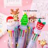 Cartoon Christmas 10-Color Click-Action Ballpoint Pen – Cute Student Stationery Gift.