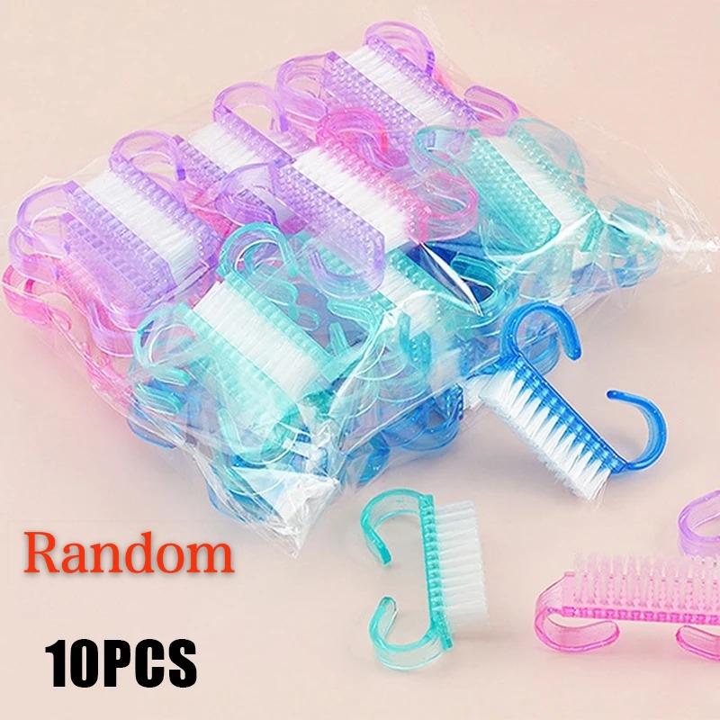 Plastic Nail Brushes Mix Color Nail Hand Scrubbing Cleaning Brush Dust Cleaner Nail Art Manicure Soft Remover Tools