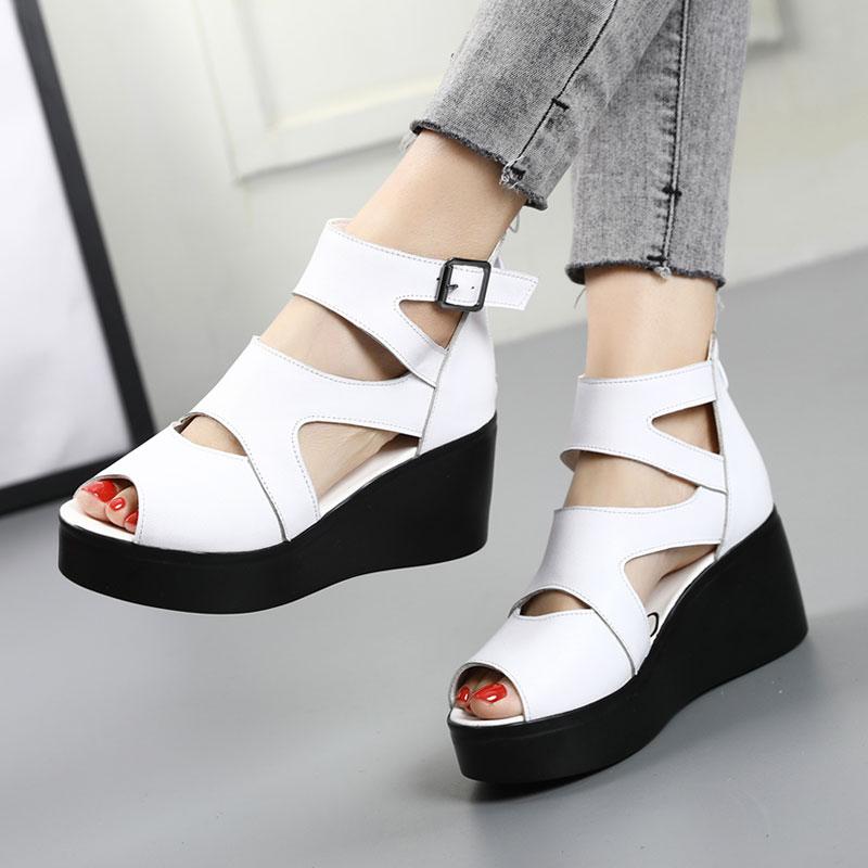 Fashion GKTINOO Women Flat Platform Sandals 2025 Summer Genuine Leather Handmade Shoes Women Summer Sandals Slip on Ladies Shoes Sandal