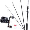 BaitCasting Rods + Reels Combos Casting Fishing Rod Reel Combos with 4 Section Baitcaster Rod