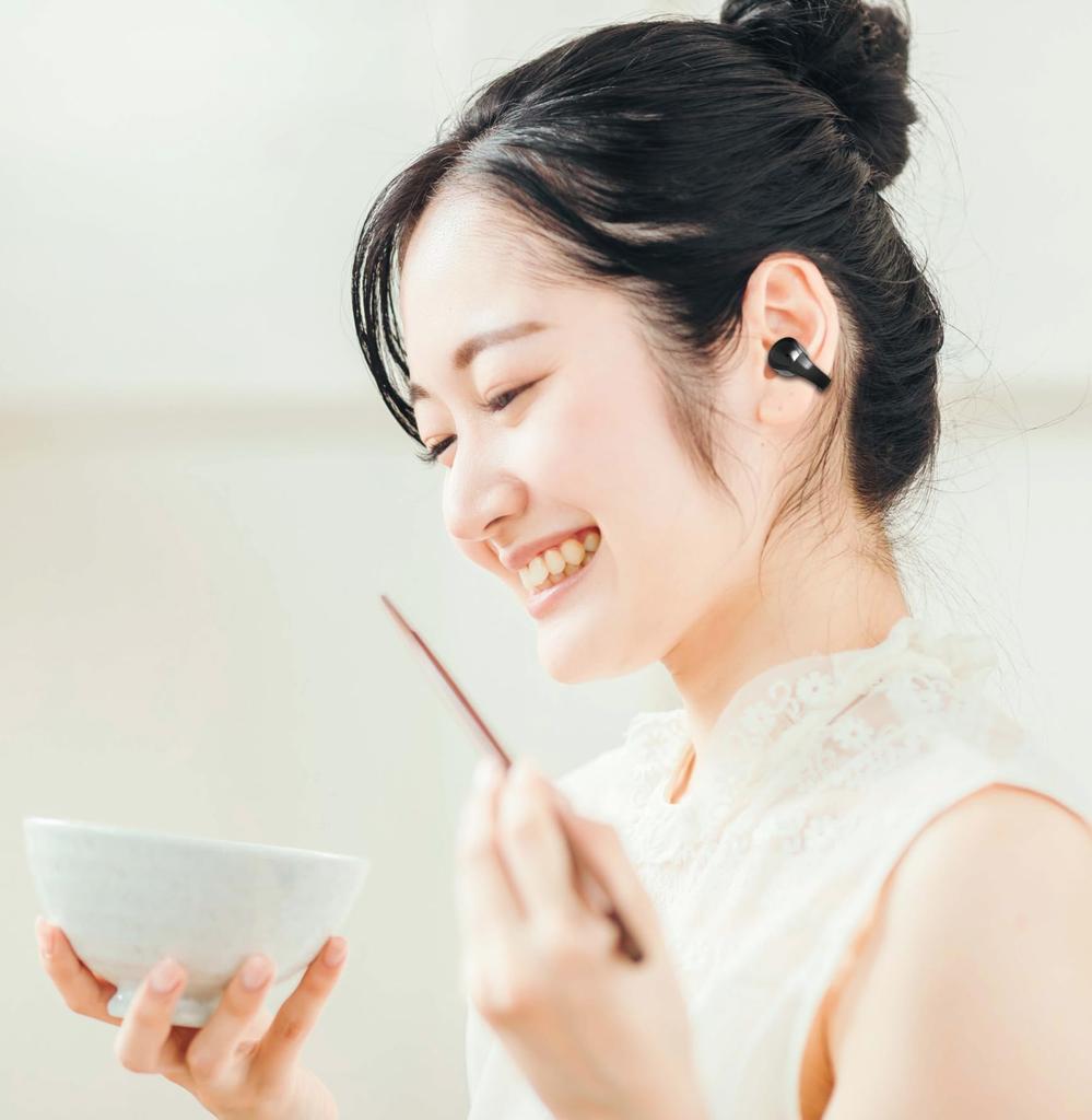 Kashimura [Kein Ohrstöpsel] Open-Ear Drahtlose Kopfhörer Ohrbügel-Stil, Ihre Umgebung hören, AAC und Anrufunterstützung, Schwarz, BL-139