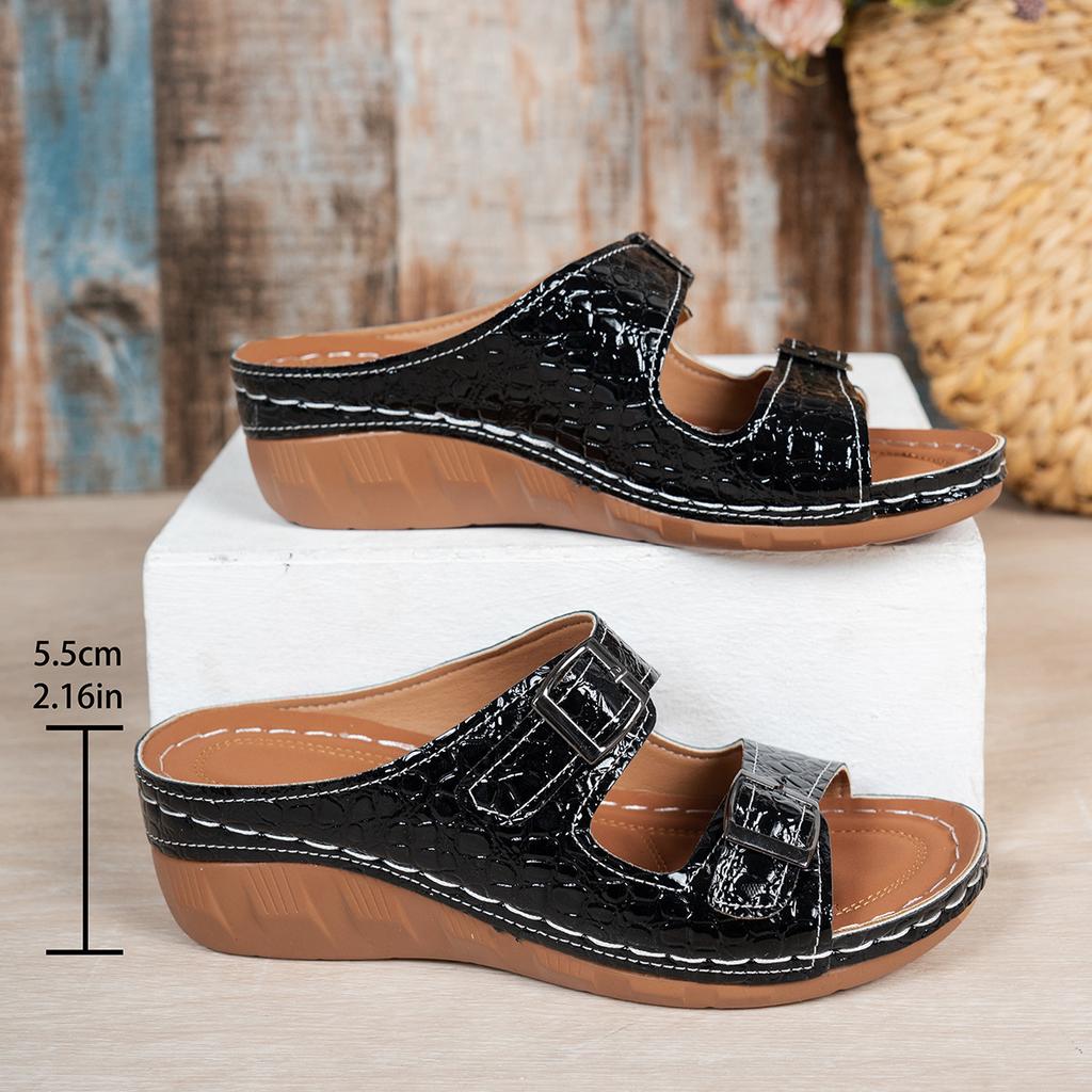 Fashion Women Slippers 2025 Summer Shoes Comfort Double Buckle Wedge Sandals Plus Size Platform Casual Slippers Women Slides Women