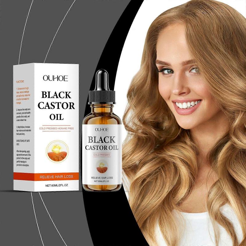 Black Castor Hair Care Essential Oil Nourishes Scalp Soft and Smooth Hair Moisturizing Light Hair Care Essence Oil
