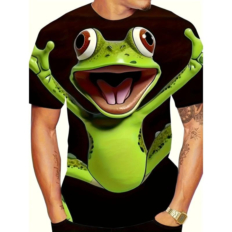 Cartoon Animal Frogs Pattern 3d Printed T-Shirts Casual Round Neck Short Sleeved Men's T-shirts