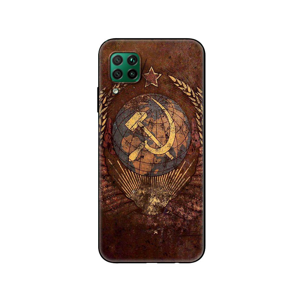 Black Tpu Case For Huawei P30 Lite P30 Pro P40 Case For Huawei P40 LITE E P Smart 2020 Case Cover Soviet Union USSR Grunge Flag