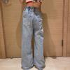 Jeans für Teenager-Mädchen Frühling Herbst Lässige Hose mit weitem Bein Lockere zerrissene Löcher Retro-Hose für Schulkinder
