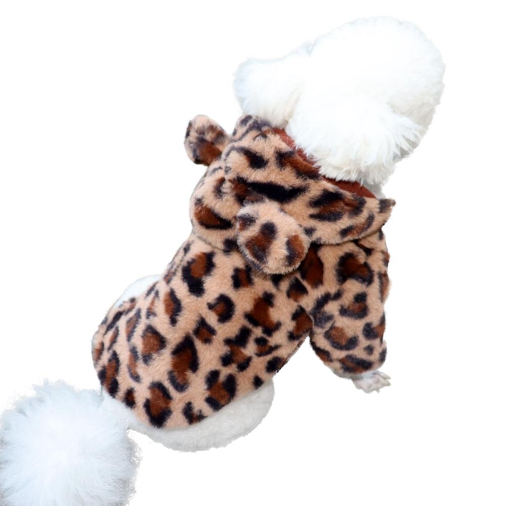 Leopard  Dog Hoodie Coat Pet Thick Jacket Winter Coat Doggy Thermal Coat Puppy Outfits Clothes Cat Sweatshirt Apparel