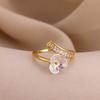 New Zircon Flower Blossom Rings For Women Gold Color Luxury Flowers Rhinestone Anillos Geometry Chic Bague Jewelry Wedding Gift