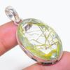 Natural Golden Rutile Gemstone 925 Sterling Silver Jewelry Pendant 2.17" AP-14186