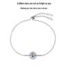 Sterling Silver Moissanite Daisy Adjustable Bracelet for Women