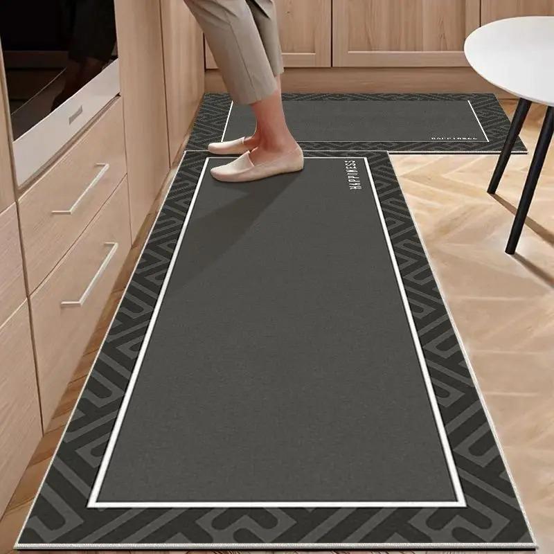 Pvc Kitchen Carpet Non-slip Oil-proof Rug Waterproof Leather Floor Mat Modern Long Strip Carpets Alfombra De Cocina
