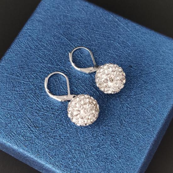 Earrings Rhinestones Inlaid Exquisite Metal Round Ball Dangle Huggie Earrings for Party