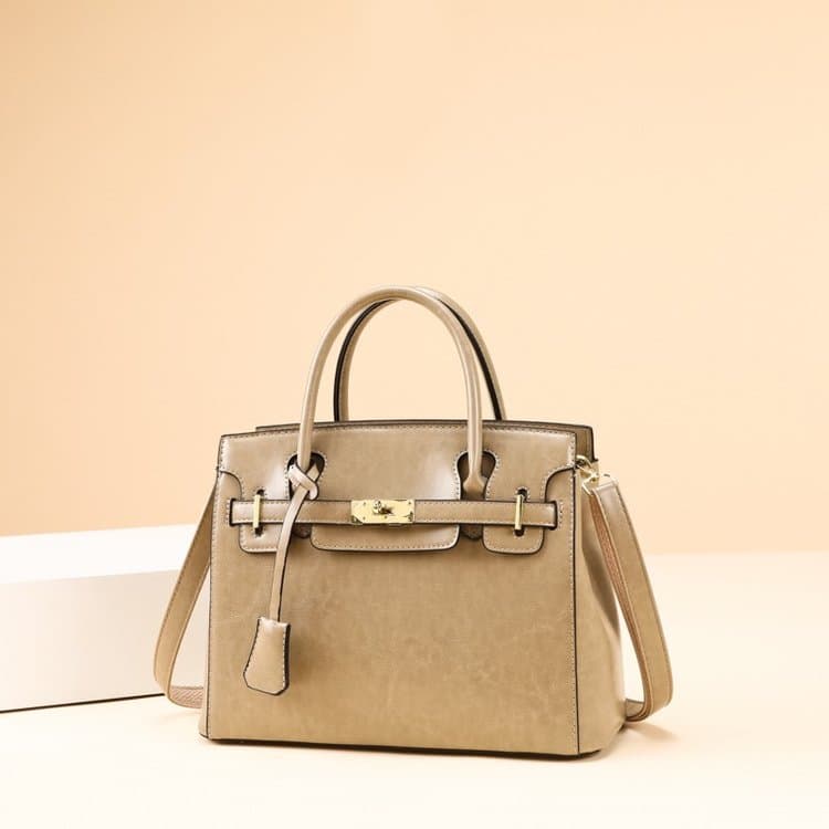 Vintage-Tragetasche mit Schloss, Damen-Schultertasche