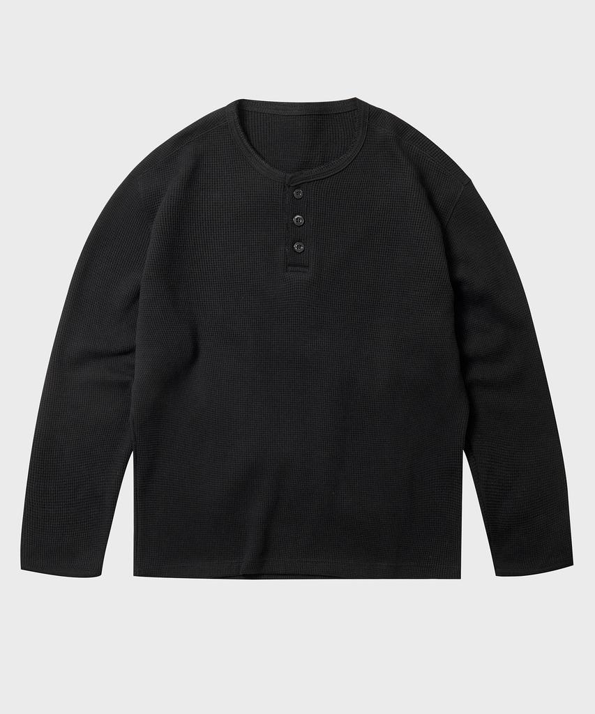 TY All Day Henley Neck T-Shirt, Black