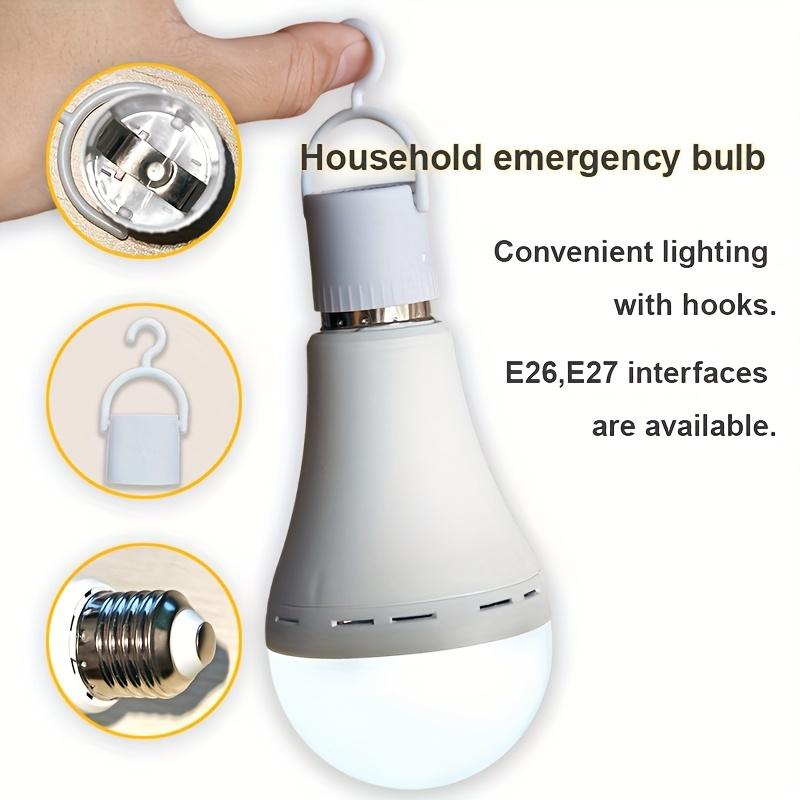 E27 LED rechargeable light bulb, water-resistant, 220V constant current emergency light, suitable for home, outdoor, and camping use.