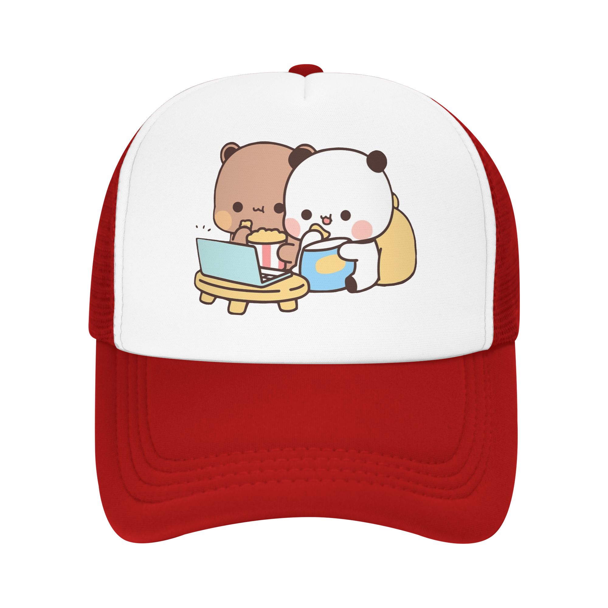 Panda Bear Couple Anime Cartoon Trucker Cap Mesh Baseball Caps Snapback Caps Bubu And Dudu Hat Sun Hat Breathable Racing Cap One Size