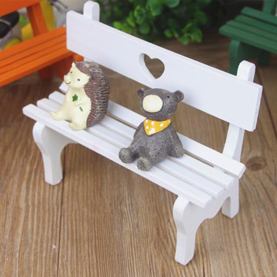Decorative Dollhouse Bench Exquisite Wood Patio Lawn Fairy Garden Bench Home Decor