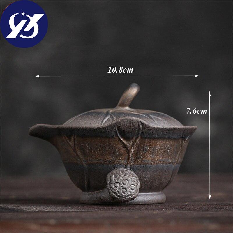 Ceramic Handmade Tea Bowl with Cover Office Teapot Jingdezhen Teacup Pottery Gaiwan Tea Set Drinkware 170ml