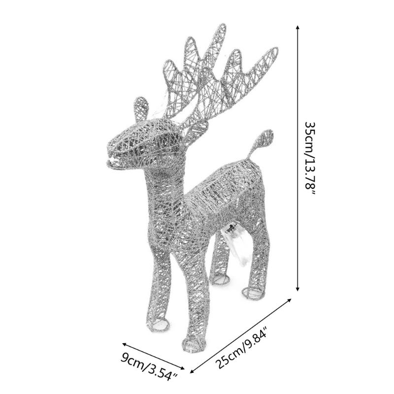 Christmas Deer Figurine with Led Light Night Lamp Decorative Crafts Props for Wedding Birthday New Year Photo Props