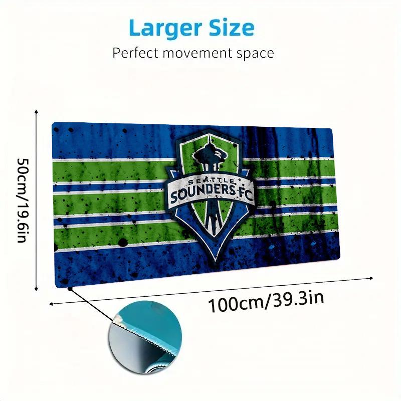 Seattle Sounders FC Print  Cushion Non-slip Laptop Tablet Big Mousepad XXL Mat Mini PC Playmat With Lock edge