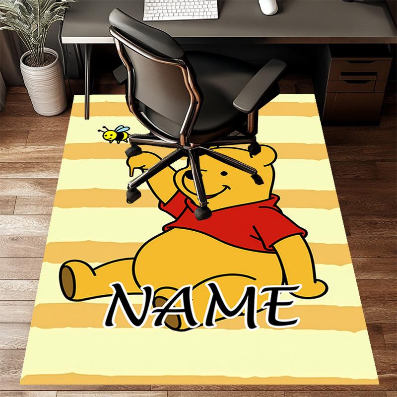 Custom Winnie Mat Personalized Name, Polyester Washable Indoor Entryway Rug, Gift for Christmas, Easter, Thanksgiving Day