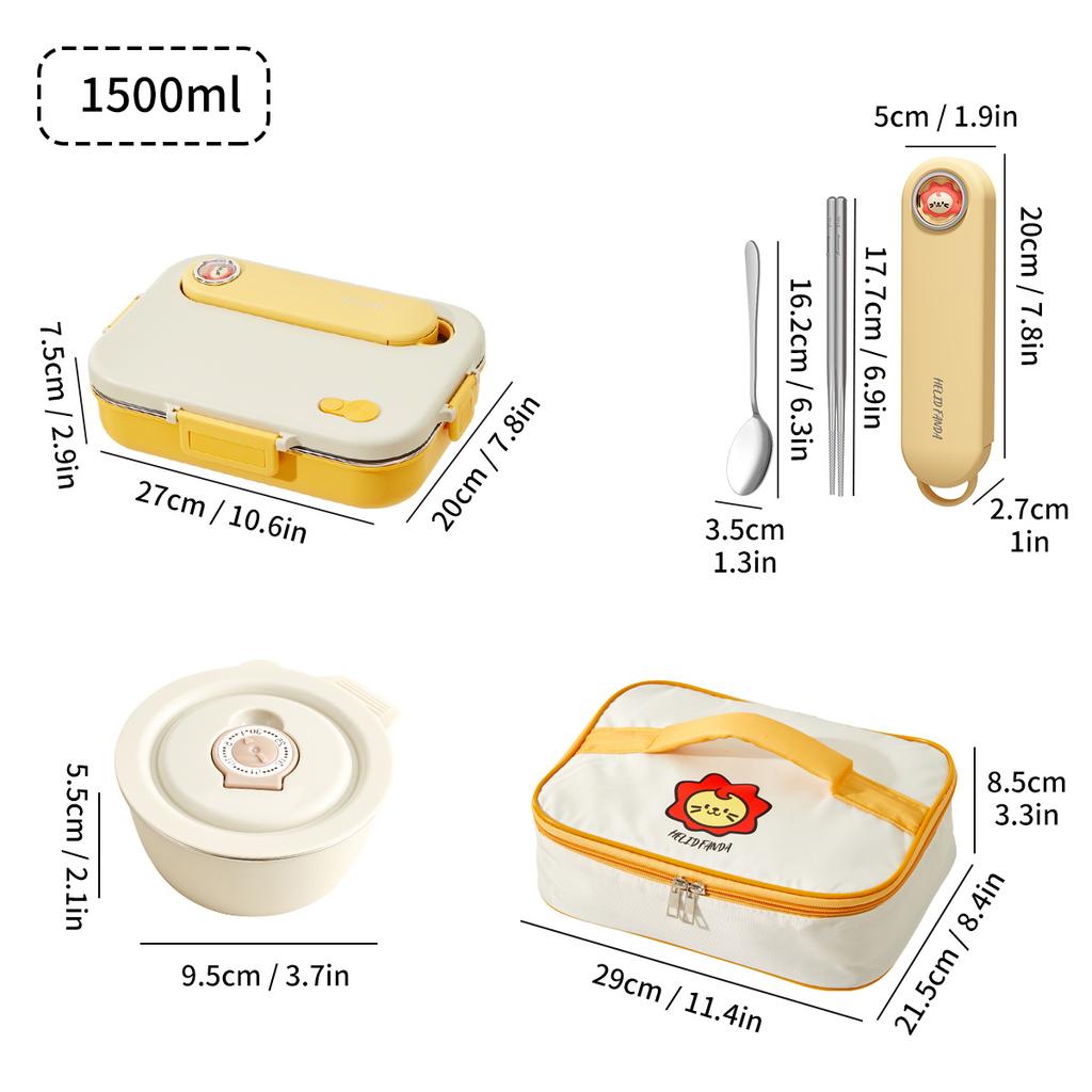 Capybara 304 Stainless Steel Divided Lunch Box With Bowl & Cutlery Microwave Students Portable Large Capacity Bento Box