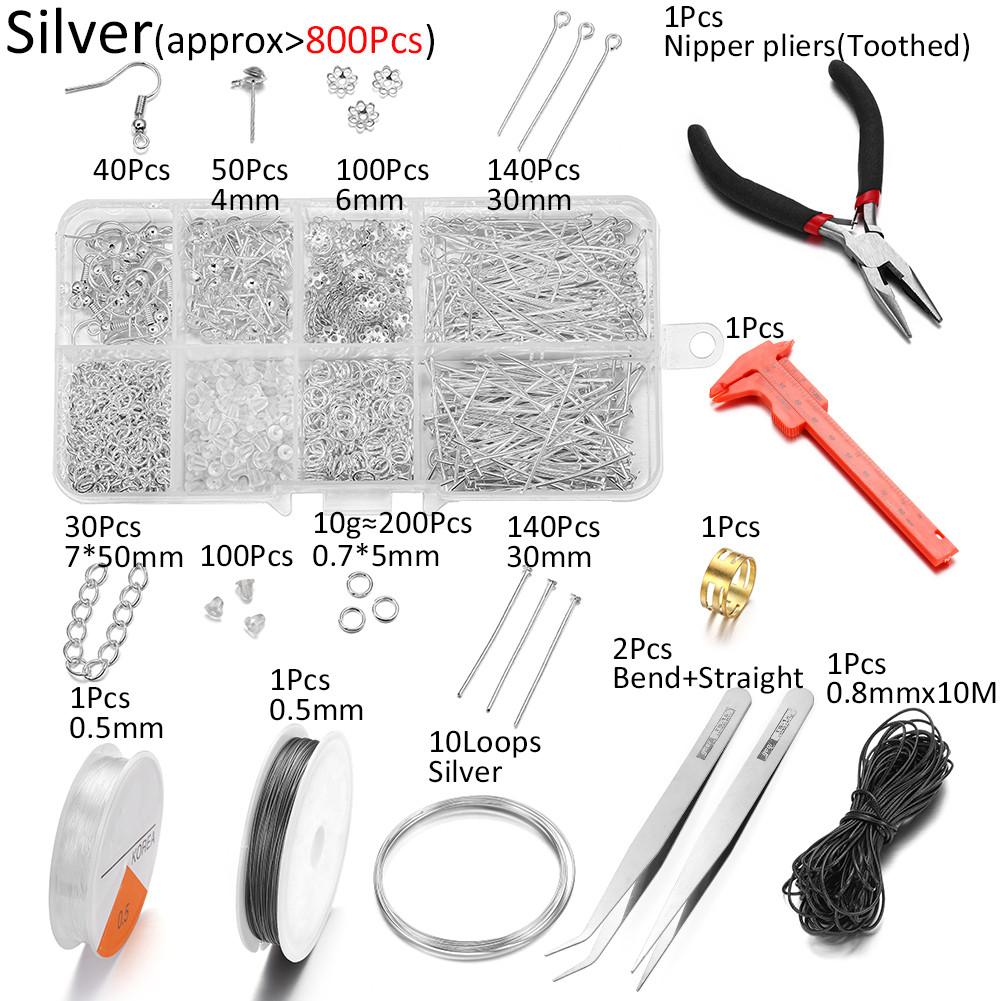 800pcs Jewelry Repair Tool with Accessories Jewelry Pliers Jewelry Findings and Beading Wires for DIY Earrings Jewelry Making