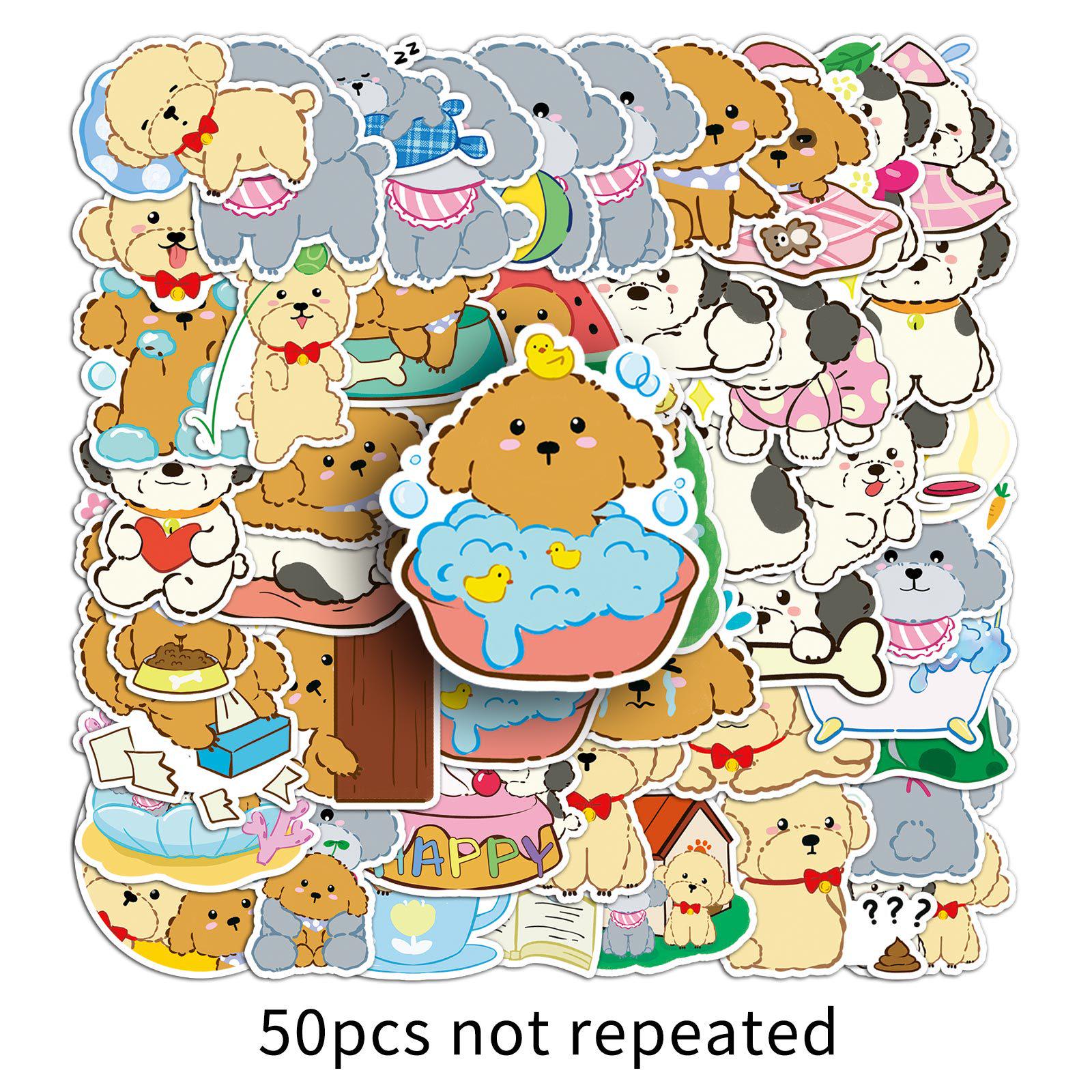 50 Hand-Painted Cute Teddy Bear & Puppy Stickers for Journaling & Crafts