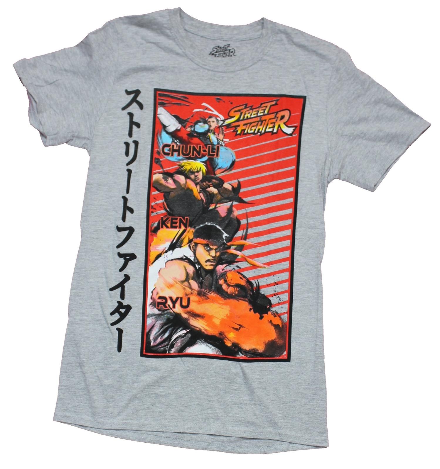 Street Fighter Mens T-Shirt - Ken Ryu Chun Li Action Box Image XL