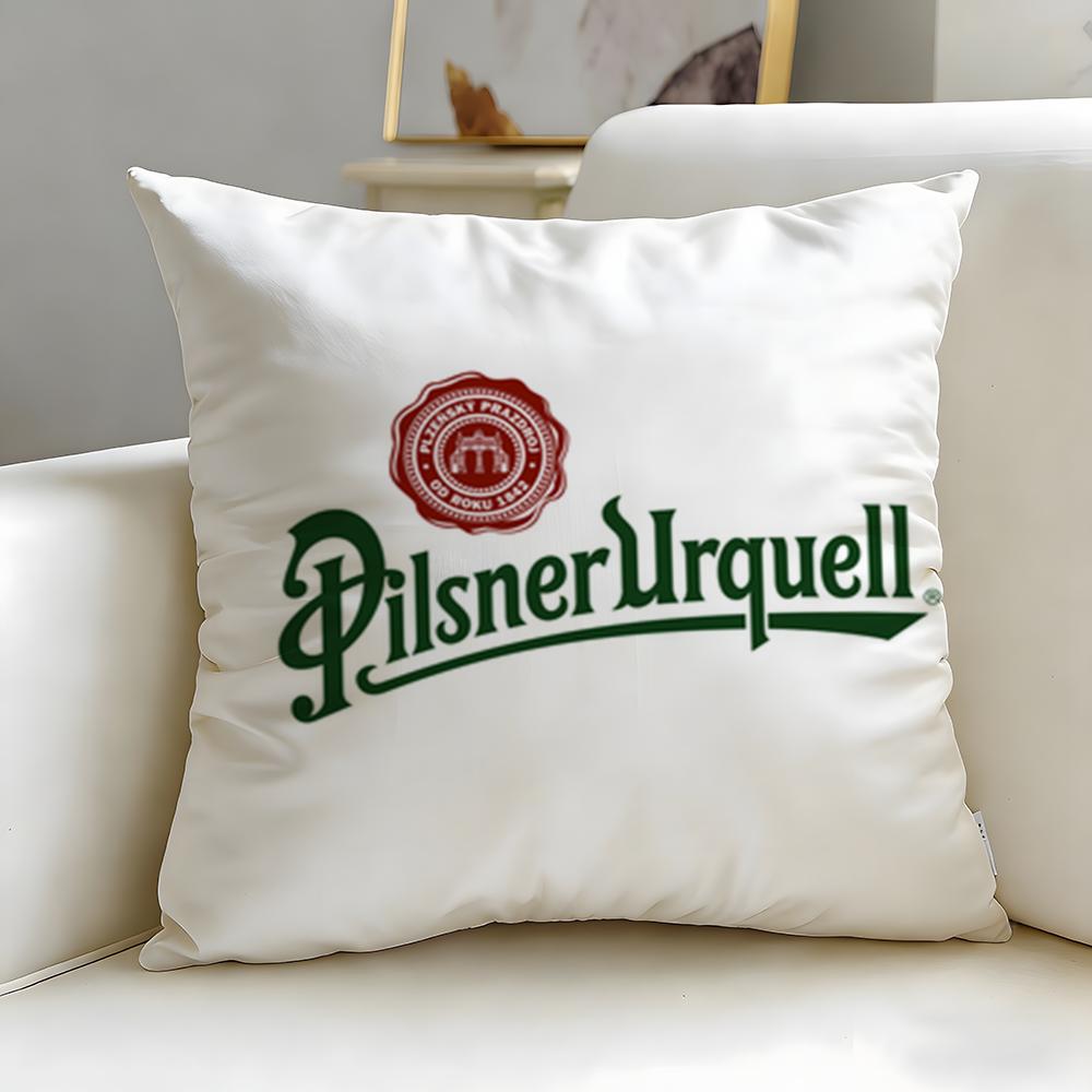 Beverage Brand Pilsner Urquell Cushion Cover Soft EasyWash Pillow Case Versatile for Couch Bed Travel and Office