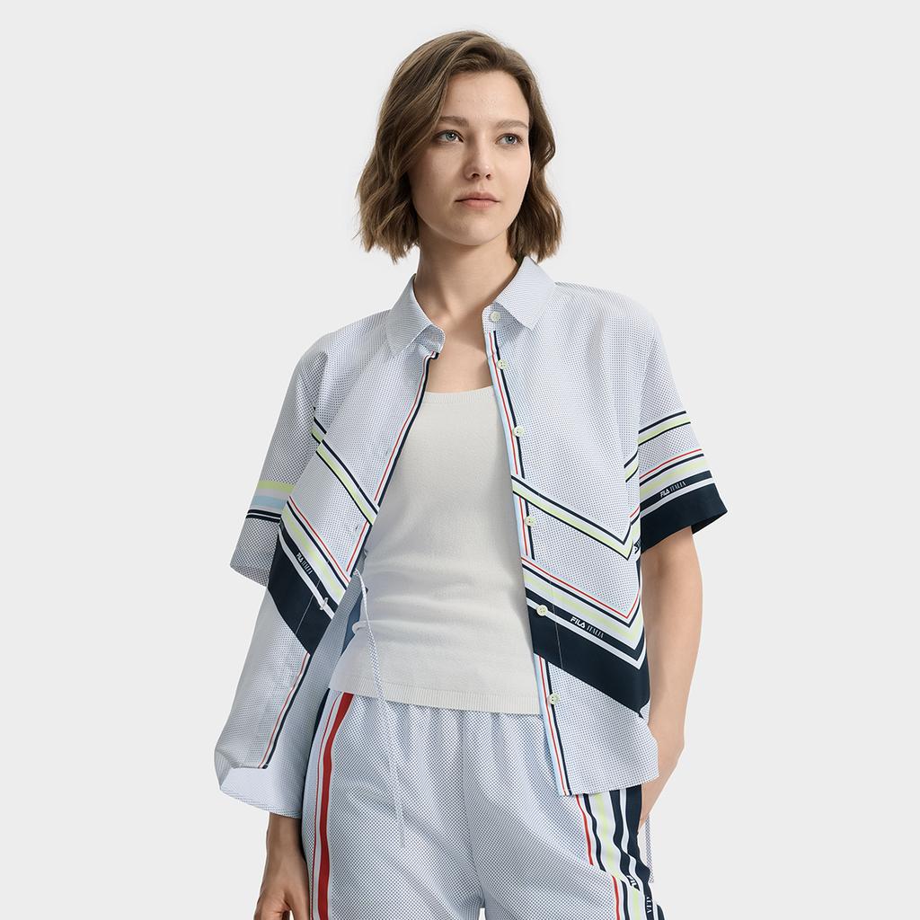 FILA Emerald Trendy Fashion Loose Woven Short Sleeve Shirt Women shirts F11W534402FZA