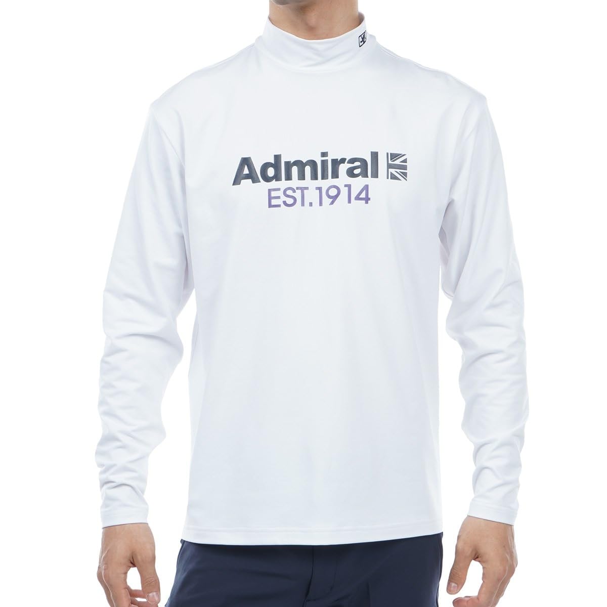 

Admiral Golf ADMA370 Men s Classic Half Union Jack Long Sleeve Mock Neck Shirt, White