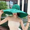 Women's foldable sun hat face protection bucket hat bow big eaves outdoor sun hat adult versatile