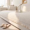 Luxury Chenille Couch Cover with Skirt Non-Slip Sofa Cover Four Seasons Sectional Sofa Armrest Backrest Cover for Living Room
