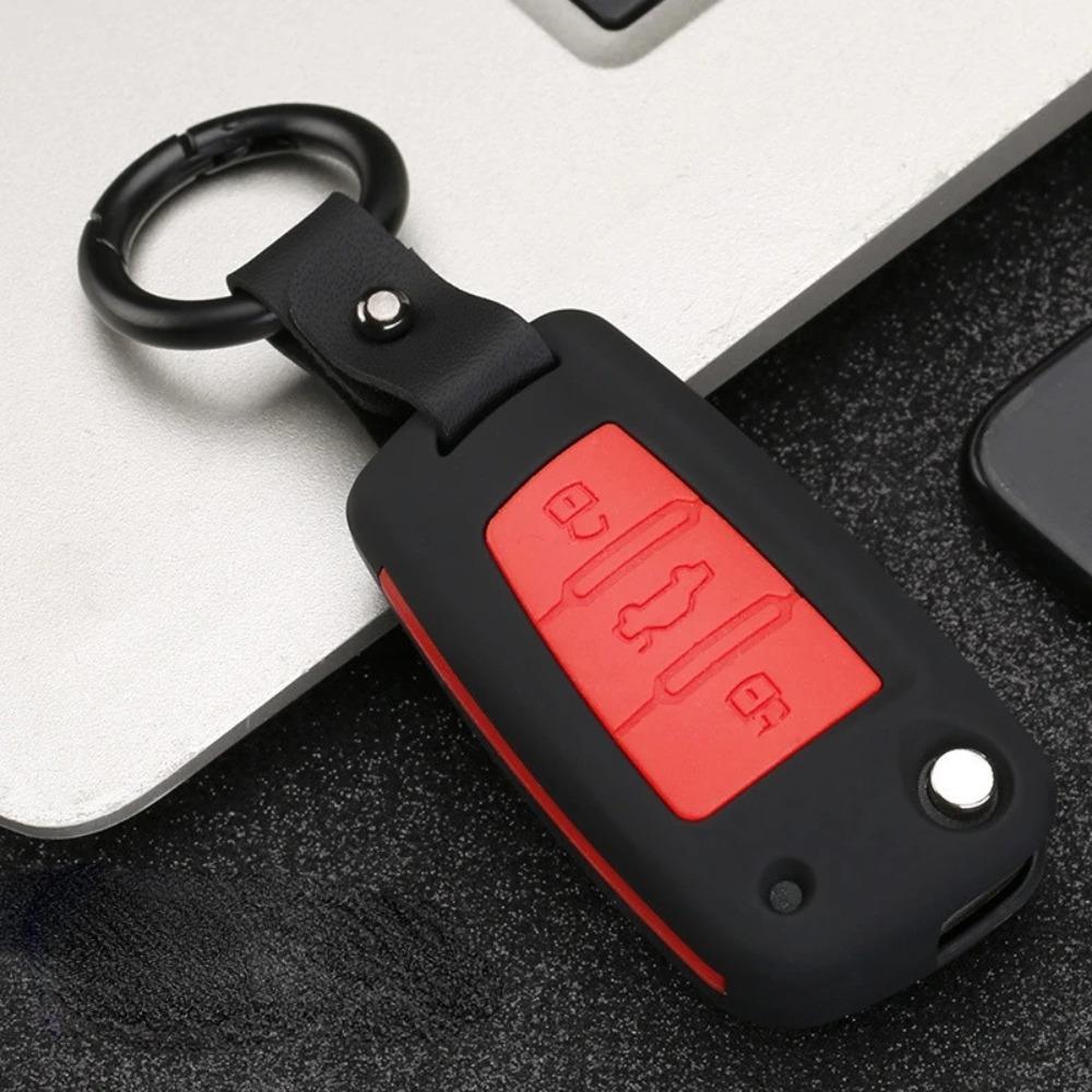 Carbon Fiber ABS Silicone Car Key Cover Protector Case for A3 A4 A5 C5 C6 8L 8P B6 B7 B8 C6 RS3 Q3 Q7 TT 8L 8V S3 Keychain