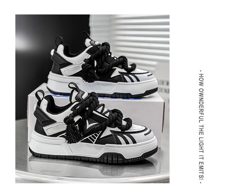 Tênis Masculinos Personalizados com Tira de Corda de Cânhamo - Cores Vibrantes da Moda, Mocassins Casuais, Sapatos Esportivos Jovens de Sola Grossa