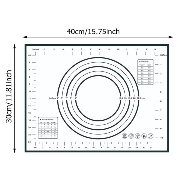 Non-Stick Silicone Baking Mat with Graduated Scale Dough Rolling Mat Pizza Dough Maker Kitchen Cooking Grill Gadgets Bakeware