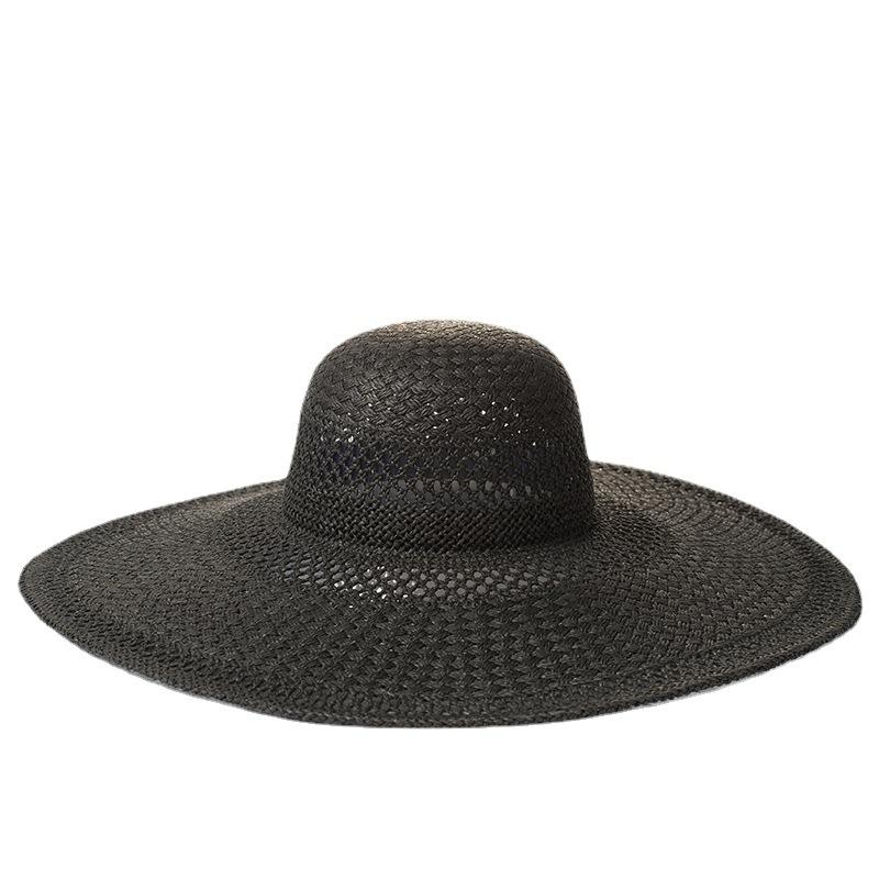 Spring and Summer New Hand-woven Hollow Large Pore Big Eaves Straw Hat Travel Sunscreen Sunshade Beach Big Eaves Hat