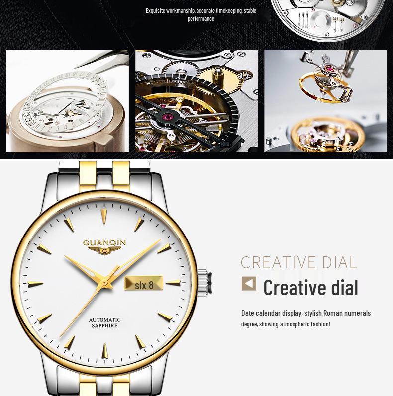 Montre Mécanique Suisse Haut de Gamme pour Homme avec Bracelet en Acier, Double Date, Conception Étanche - Nouveau Style Business Authentique