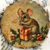 Vintage Metal Tin Wall Art Weatherproof Christmas Mouse Sign Home Decor