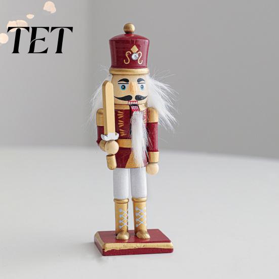 Christmas Fairy Tale Figurine Wooden Nutcracker Soldier Figurine, Handcrafted Solid Wood Tabletop Ornament Vintage for Holiday Desk And Bookshelf