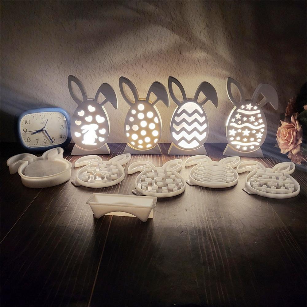 Easter Bunny Projection Combination Silicone Molds DIY Rabbits Plaster Cement Resin Soap Making Mold Crafts Home Decor Ornament
